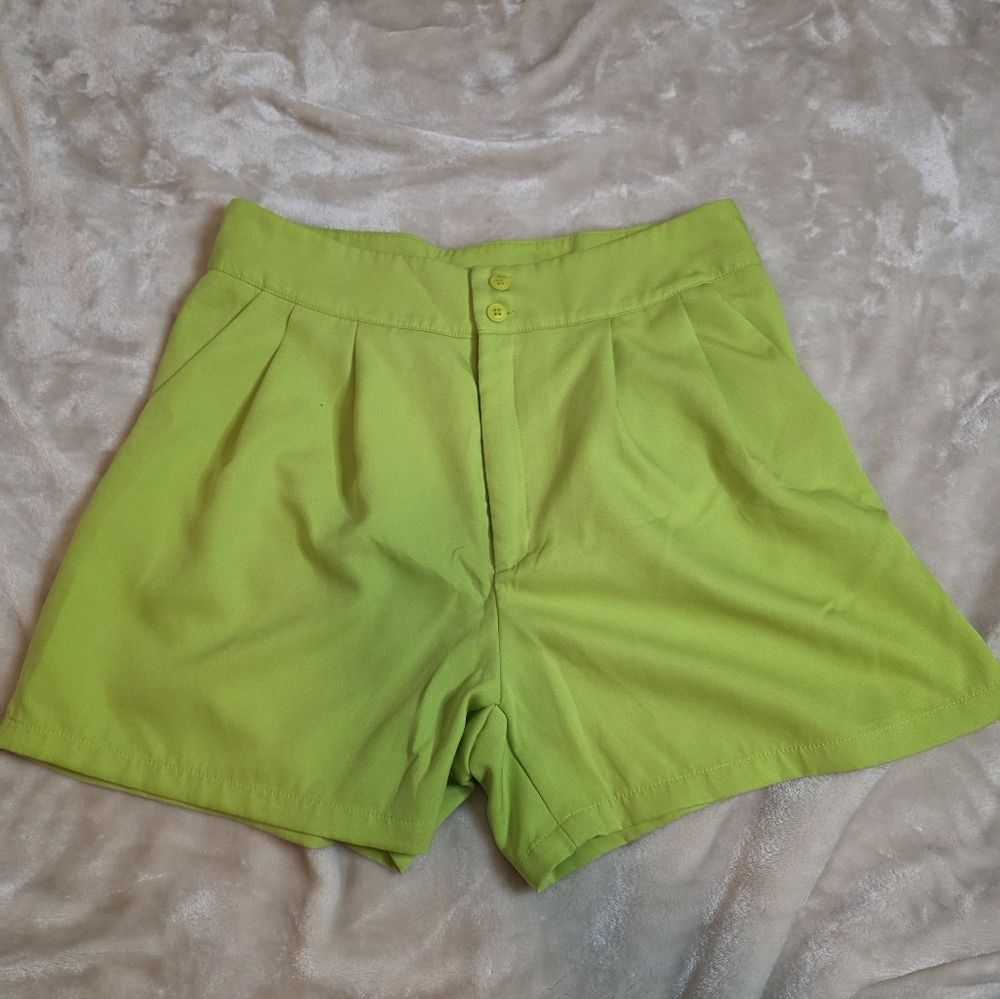 SHEIN High Waist Lime Green Shorts